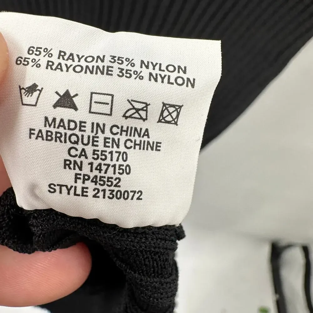 FRANK & OAK Ribbed Black Short Sleeve Collared Top // M - Picture 7 of 8